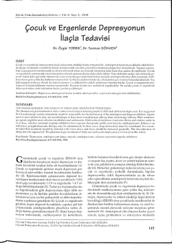 &Ccedil;ocuk ve Ergenlerde Depresyonun ila&ccedil;la Tedavisi