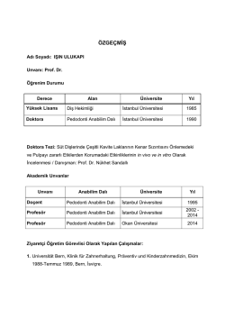 CV - Okan &Uuml;niversitesi Diş Hekimliği Fak&uuml;ltesi Hastanesi