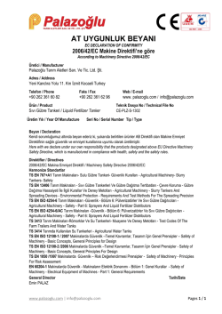 AT UYGUNLUK BEYANI - palazoğlu tarım aletleri