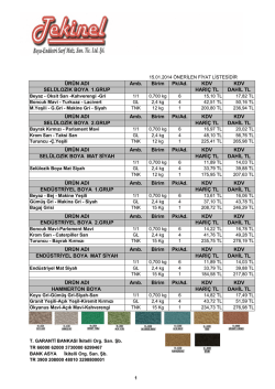 &Uuml;R&Uuml;N ADI Amb. Birim Pk/Ad. KDV KDV SEL&Uuml;LOZİK