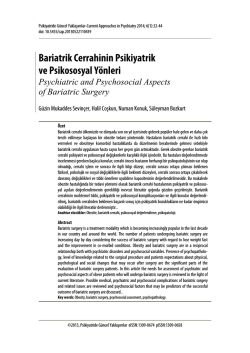 Bariatrik Cerrahinin Psikiyatrik ve Psikososyal Y&ouml;nleri