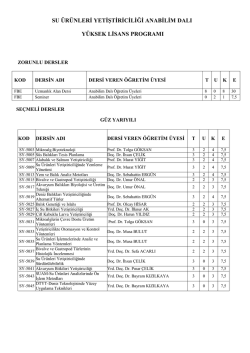 Y&uuml;ksek Lisans Programı