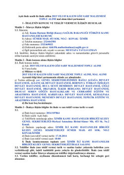 A&ccedil;ık ihale usul&uuml; ile ihale edilen 2015 YILI 83 KALEM G&Ouml;Z SARF