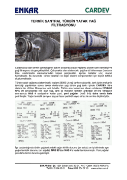 termik santral t&uuml;rbin yatak yağ filtrasyonu