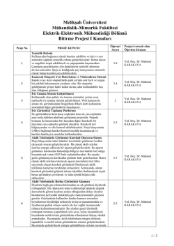 Bitirme Projesi I Konuları İ&ccedil;in Tıklayınız - Elektrik