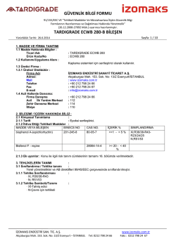 g&uuml;venlik bilgi formu tardıgrade ecwb 280-b bileşen