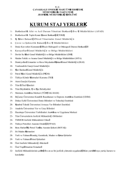 kurum staj yerleri - Jeofizik M&uuml;hendisliği