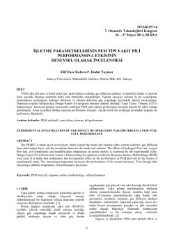 işletme parametrelerinin pem tipi yakıt pili performansına