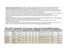 2014-2015 Akademik Yılı Erasmus+ &Ouml;ğrenim Hareketliliği Sonu&ccedil;ları