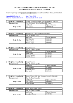 MAK4001 M&uuml;hendislik Sistem Tasarımı Duyurusu
