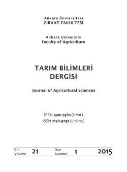 ISSN 1300-7580 - Tarım Bilimleri Dergisi
