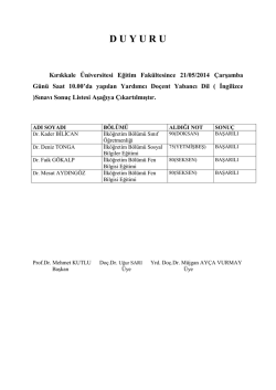 D U Y U R U - Kırıkkale Üniversitesi
