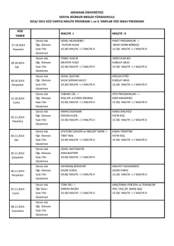 2015 G&Uuml;Z YARIYILI MALİYE PROGRAMI I. ve II. SINIFLAR VİZ
