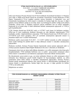 31.12.2015 Tarihleri Arasında Zamanaşımına Uğrayacak