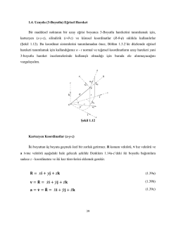 1.4. Uzayda (3-Boyutlu) Eğrisel Hareket Bir maddesel noktanın bir