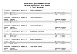 28 Ocak 2015 Tarihli Ara&ccedil; İhalesi 1. Teklif Sonu&ccedil;ları