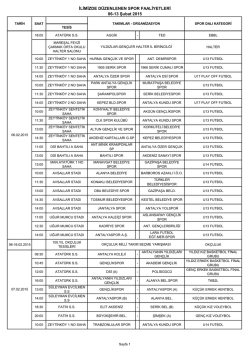 6-13 Şubat 2015 Faaliyet Programı
