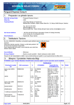 Preparatın ve şirketin tanımı 1. G&Uuml;VENLİK BİLGİ FORMU