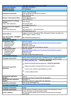 Name of the Institution: YEDİTEPE UNIVERSITY ERASMUS ID