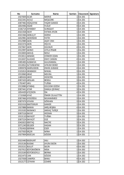 No Surname Name Section Classroom Signature 1927839 ACAR