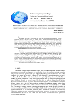 Üniversite Öğrencilerinde Aile Desteğinin Kaygı Düzeyine Etkisi
