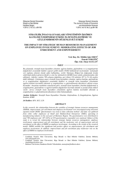 stratejik insan kaynakları y&ouml;netiminin işg&ouml;ren katılımı &uuml;zerindeki etkisi
