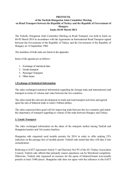 PROTOCOL of the Turkish-Hungarian Joint Committee Meeting on
