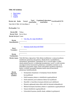 TRK 102 Syllabus - İzmir Ekonomi Üniversitesi