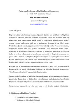 buraya - Uluslararası K&uuml;t&uuml;phane ve Bilgibilim Felsefesi Sempozyumu