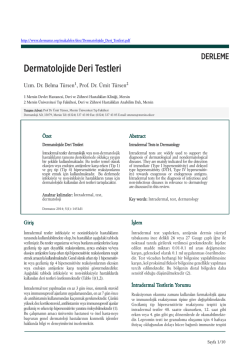 Dermatolojide Deri Testleri Uzm. Dr. Belma T&uuml;rsen, Prof