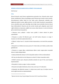K&uuml;resel D&uuml;zeyde Makro Sosyal Hizmet Uygulamaları