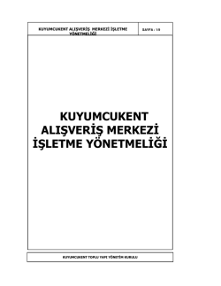 kuyumcukent alışverđş merkezđ đşletme y&ouml;netmelđğđ