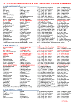 30 OCAK 2015 M&Uuml;SABAKA PROGRAMI