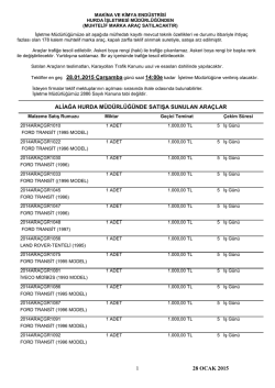 28 ocak 2015 tarihli ara&ccedil; ihale listesi