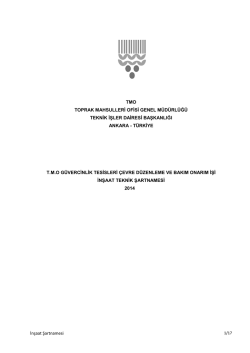 İnşaat Şartnamesi TMO TOPRAK MAHSULLERĠ OFĠSĠ GENEL