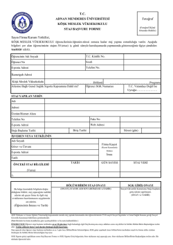 Staj Başvuru Formu - Akademik Birimler