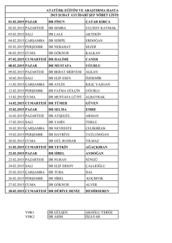OCAK 2015 İDARİ ŞEF - Ankara Atatürk Eğitim ve Araştırma Hastanesi