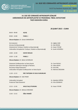 14. EGE DİZ CERRAHİSİ ARTROSKOPİ G&Uuml;NLERİ