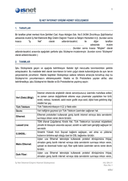 İNTERNET ERİŞİMİ HİZMET S&Ouml;ZLEŞMESİ