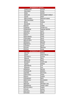 1 abdulaziz g&uuml;ven 2 alperen aydın 3 anıl akseki 4 arslan