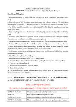 BEZMIALEM VAKIF &Uuml;NİVERSİTESİ 2014