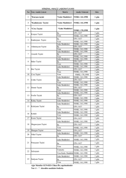 *Kurşun tayini *Gıda Maddeleri NMKL 161,1998 1 gün *Kadmiyum