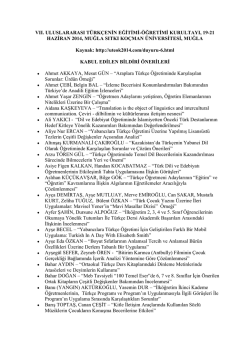 Kabul edilen bildiri &ouml;nerileri - Dil Bilimi