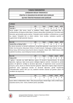 İşletme Y&ouml;netimi-Ders İ&ccedil;erikleri