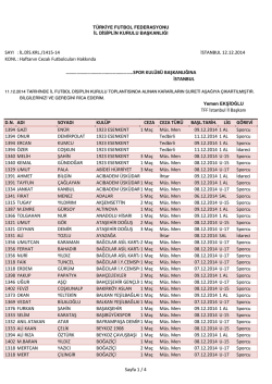 14.hafta cezalılar listesi - T.F.F. İstanbul İl Başkanlığı