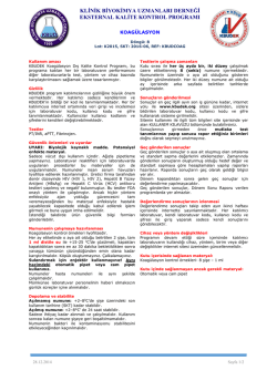 Koag&uuml;lasyon D&ouml;k&uuml;manı - KBUDEK Eksternal Kalite Kontrol Programı