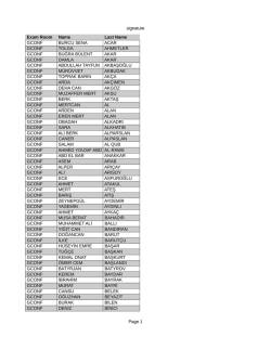 signature Page 1 Exam Room Name Last Name GCONF BURCU