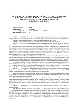 AİLE VE SOSYAL POLİTİKALAR BAKANLIĞININ
