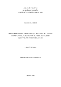 depremlerin &ouml;nceden belirlenmesi i&ccedil;in adapazarı