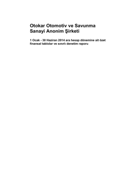 30 Haziran 2014 Hesap D&ouml;nemine ait Mali Tablolar ve Bağ